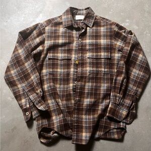 Brown Plaid Button-Up Shirt